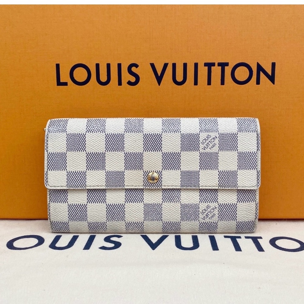 SARAH WALLET Louis Vuitton Damier Azur Auth!